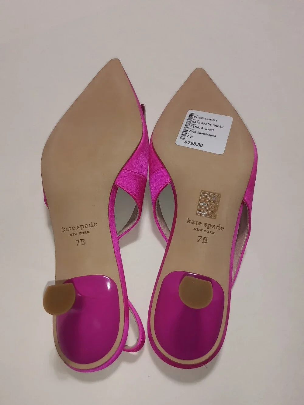 Kate Spade Renata Hot Pink Satin Slingback Pumps With Crystle Buckles Size 7